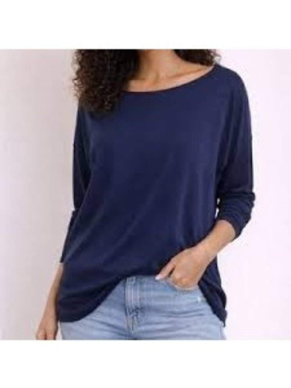 Lilly Pulitzer Linen Long Sleeve Crewneck Sweater Blue Quiet Luxury Size L